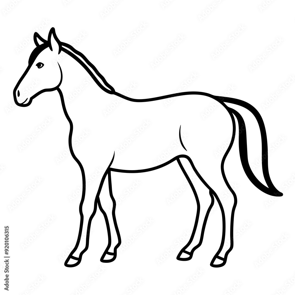 Horse isolated on white, horse vector illustration, animal vector art, horse silhouette, pet vector icon, horses cartoon line art, eps Horse isolated on white, horse vector illustration, animal vector art, horse silhouette, pet vector icon, horses cartoon line art, eps