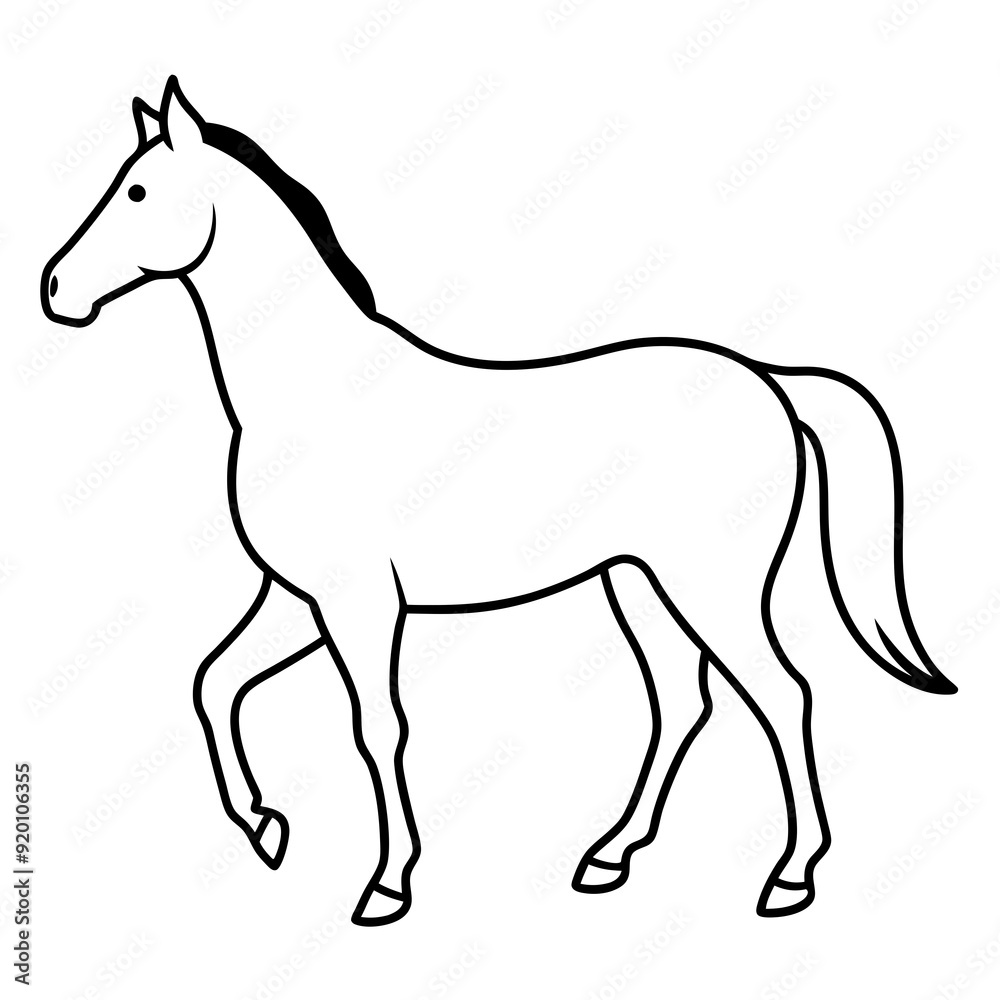 Horse isolated on white, horse vector illustration, animal vector art, horse silhouette, pet vector icon, horses cartoon line art, eps Horse isolated on white, horse vector illustration, animal vector art, horse silhouette, pet vector icon, horses cartoon line art, eps