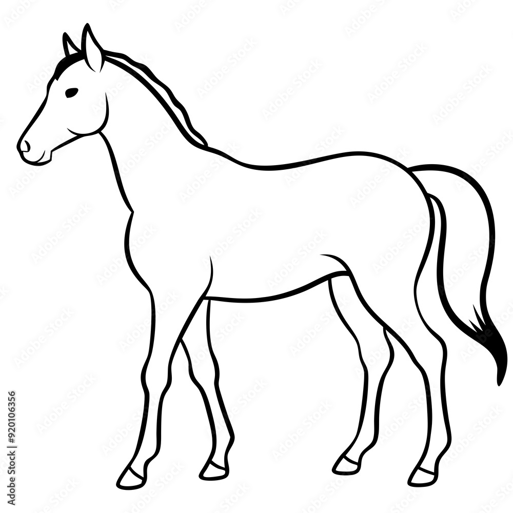 Horse isolated on white, horse vector illustration, animal vector art, horse silhouette, pet vector icon, horses cartoon line art, eps Horse isolated on white, horse vector illustration, animal vector art, horse silhouette, pet vector icon, horses cartoon line art, eps