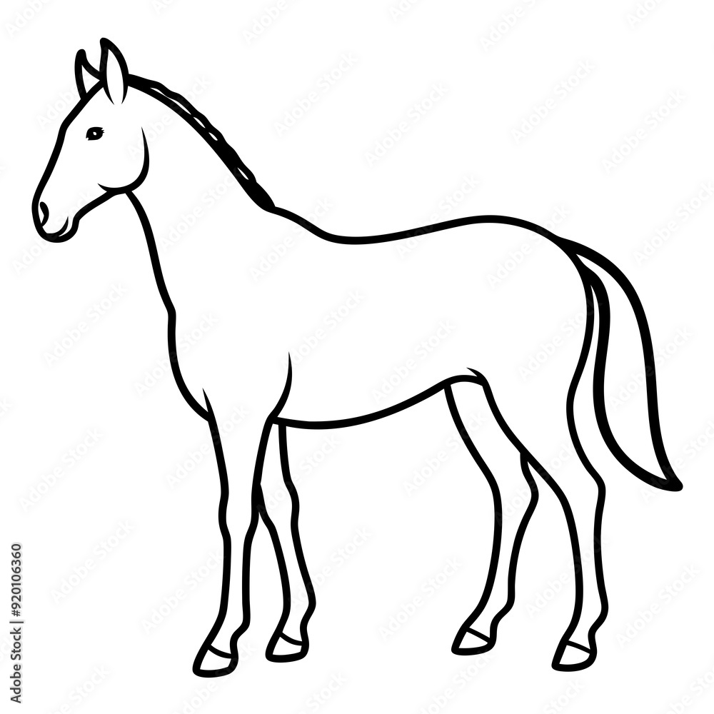 Horse isolated on white, horse vector illustration, animal vector art, horse silhouette, pet vector icon, horses cartoon line art, eps Horse isolated on white, horse vector illustration, animal vector art, horse silhouette, pet vector icon, horses cartoon line art, eps