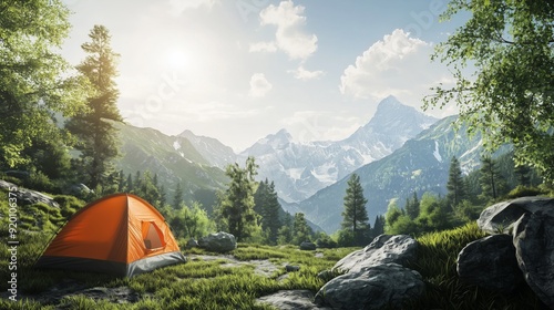 Wallpaper Mural Photorealistic camping in the wild mountains Generative AI Torontodigital.ca