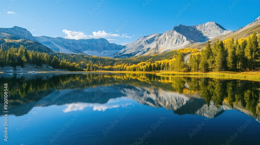 Fototapeta premium Mountain Lake Reflection on a Sunny Day