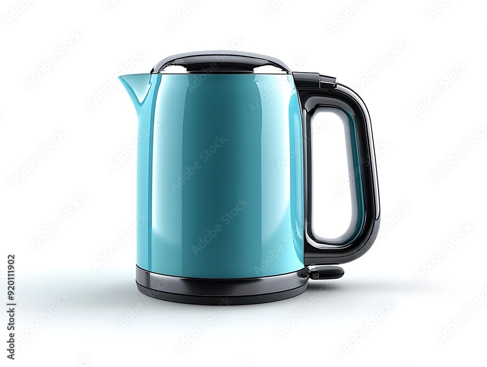 Blue Electric Kettle on White Background 3D Render Blue Electric Kettle on White Background 3D Render