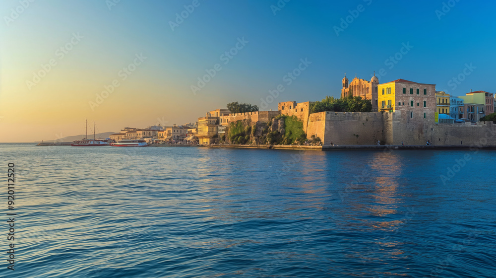 Sunset over the Venetian Fortress in Chania, Crete... Sunset over the Venetian Fortress in Chania, Crete...
