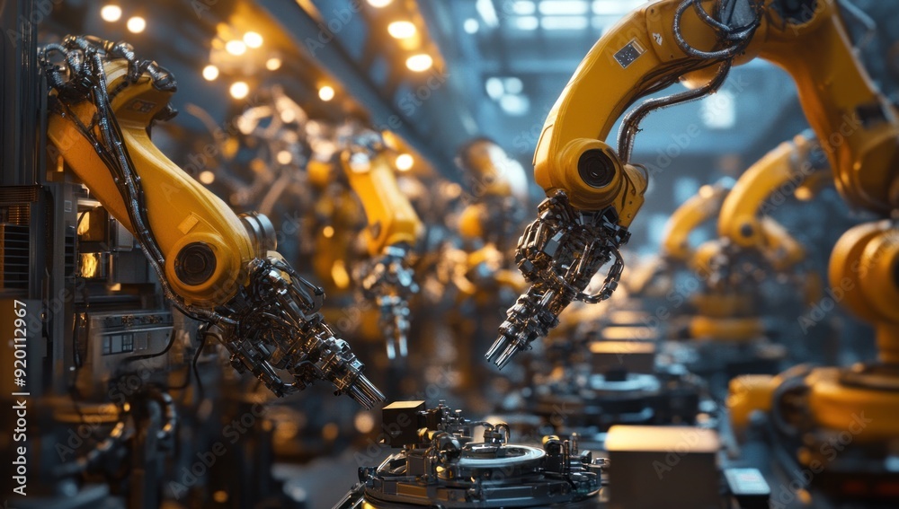 Automated Manufacturing Line with Robotic Arms Automated Manufacturing Line with Robotic Arms