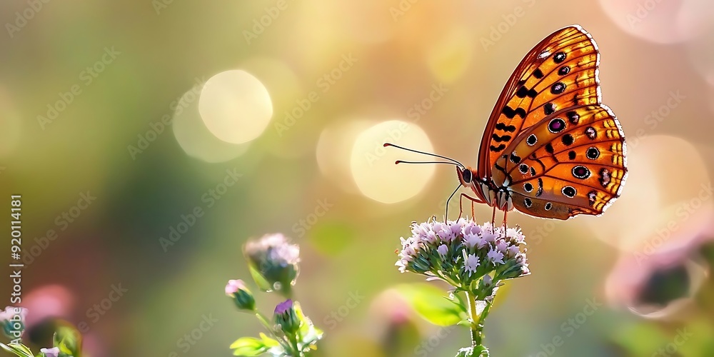 Obraz premium Orange Butterfly on a Flower with a Bokeh Background - Photo