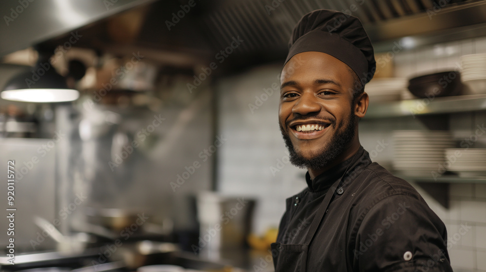 Portrait of a smiling male chef in the kitchen, happy cook Portrait of a smiling male chef in the kitchen, happy cook