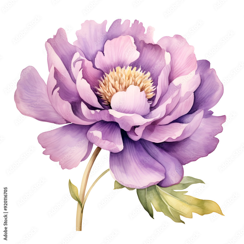 Obraz premium Delicate Watercolor Peony Blossom in Soft Purple Hues
