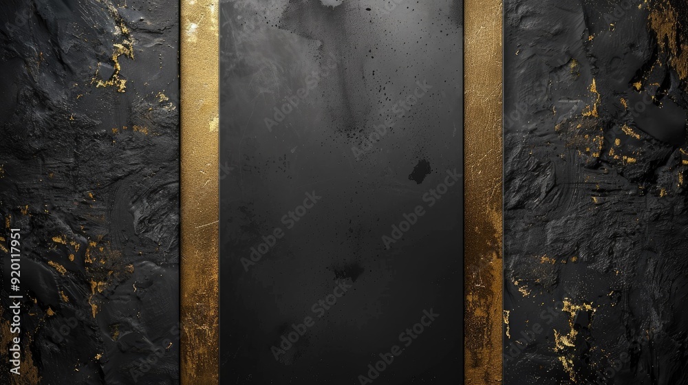 Black textured background with gold vertical stripes. Black textured background with gold vertical stripes.
