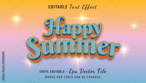 happy summer 3d text effect design