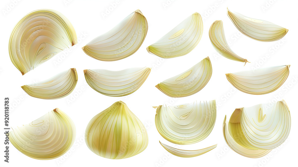 Slice of onion on a white background. Slice onion. Red Onion on a white background. Type slice onion