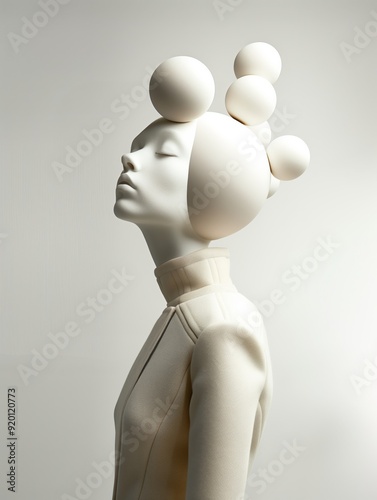 Futuristic woman fashion model with hat
