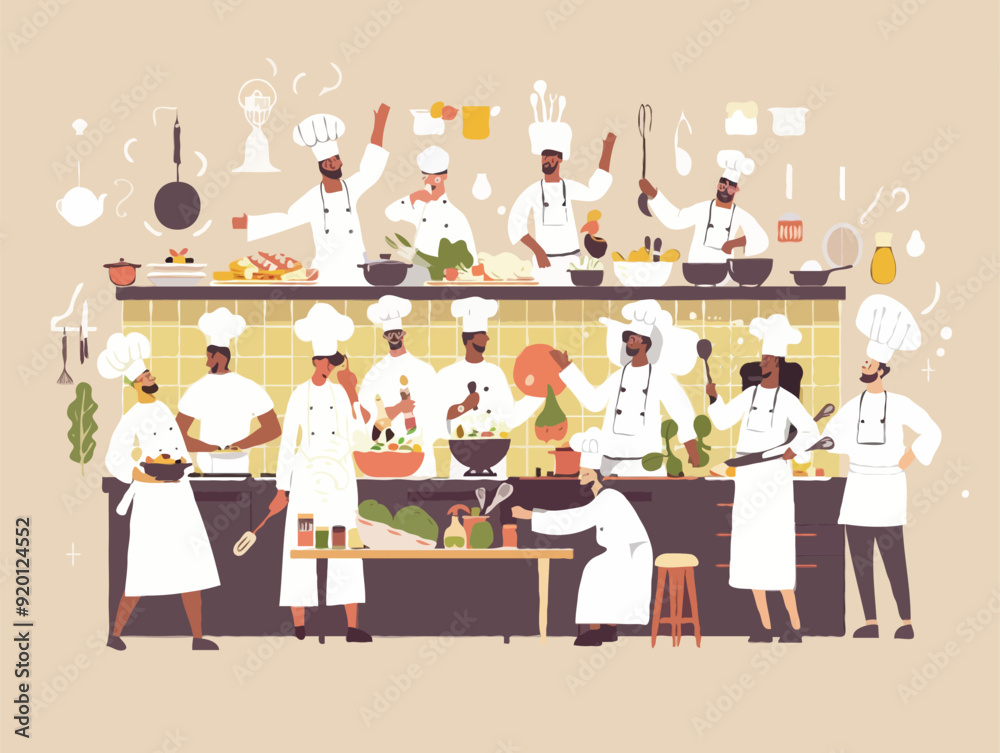 Obraz premium Colorful illustration of food catering company and a restaurant company, plain and simple vector illustration