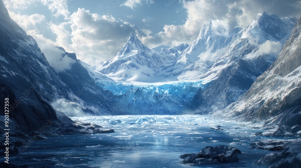 Frozen Mountain Valley with a Glacier Frozen Mountain Valley with a Glacier