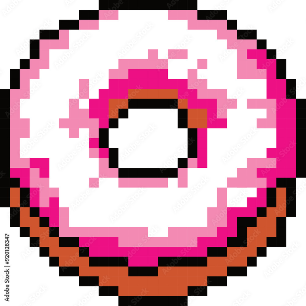 Obraz premium Pixelated Pink Donut Delight 