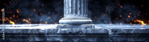 Classic Greek Column Sculpture, A detailed representation of an ancient marble pillar from Greece, evoking the architectural grandeur of classical antiquity, suitable for elegant display.