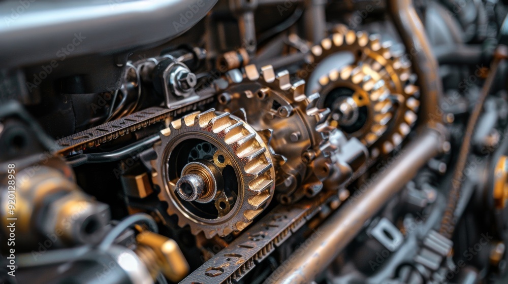 The delicate array of gears within the engines transmission working together to transfer power from the engine to the wheels. The delicate array of gears within the engines transmission working together to transfer power from the engine to the wheels.