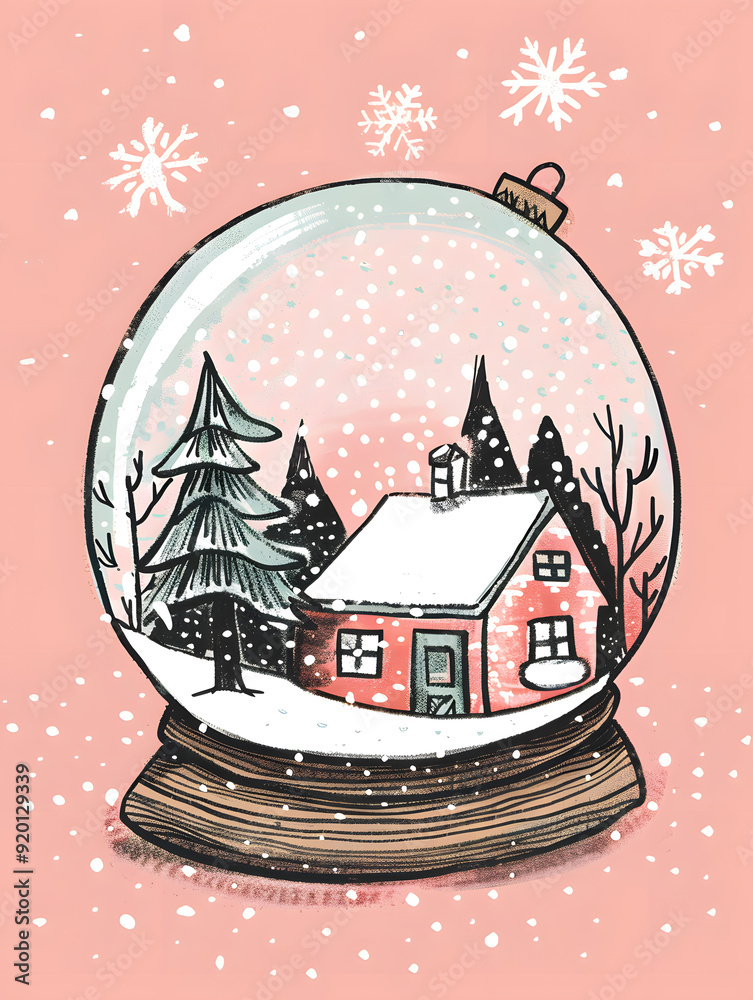 Fototapeta premium New Year's and Christmas festival cards in a 2D doodle illustrator style on pastel color backgrounds for graphic advertising.