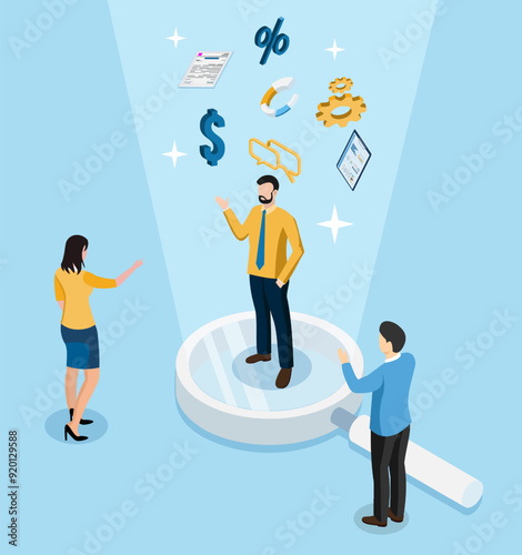 Responsible business management requires corporate transparency concept with integrity and trust, as well as financial transparency. isometric vector illustration eps10
