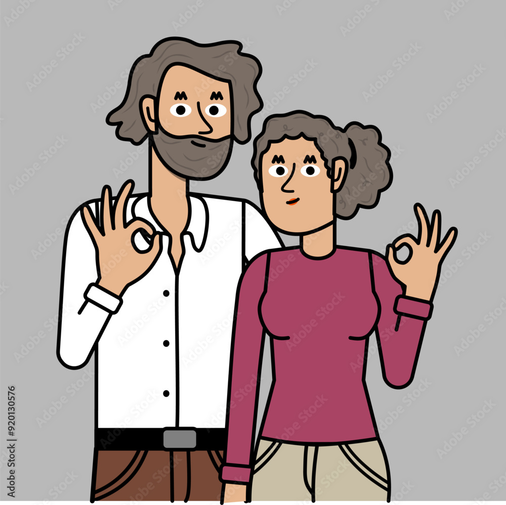 couple making okay gesture with their fingers couple making okay gesture with their fingers