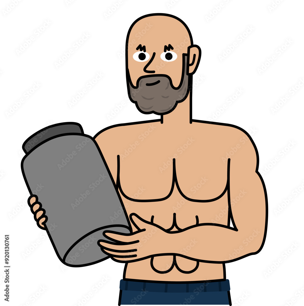 Fototapeta premium strong man showing muscle mass supplement