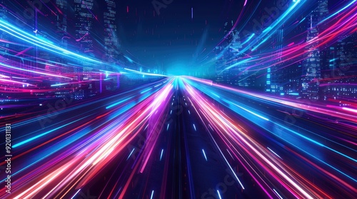 Neon City Lights: A Futuristic Urban Landscape