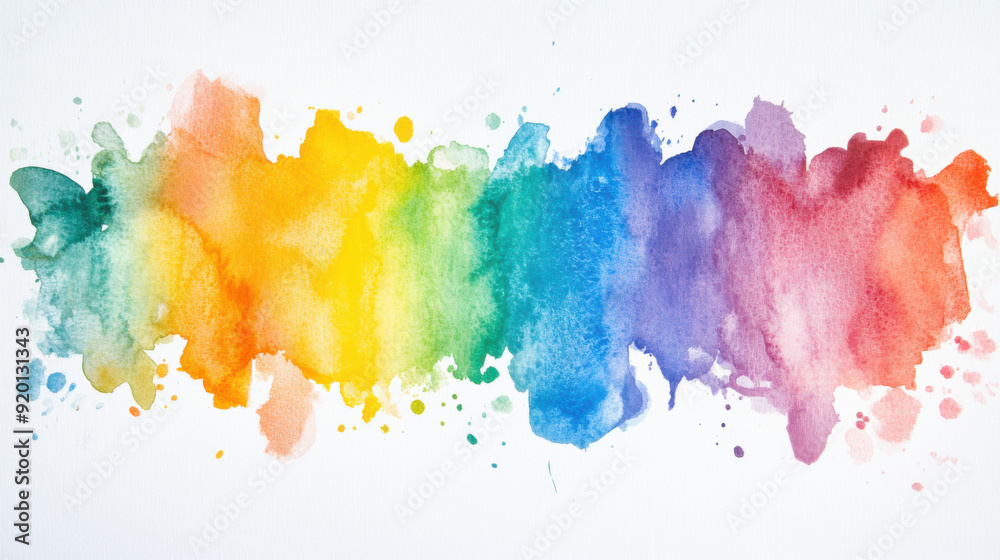 Fototapeta premium Artistic Watercolor Splash Design with Vibrant Colors and Textured Elements. Creative Illustration of a Colorful Rainbow Pattern for Decorative Purposes.