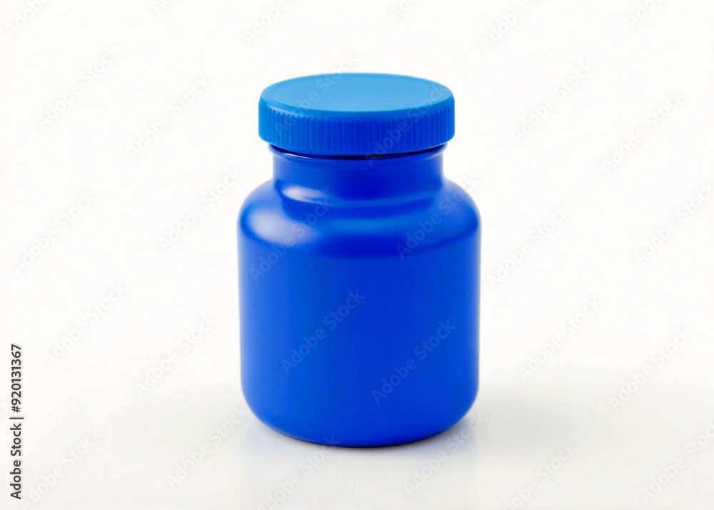 Blue colour Pill bottle on white background Blue colour Pill bottle on white background