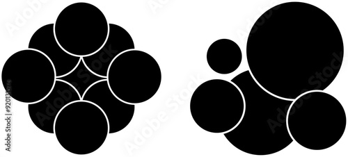 Set of Multiple circle photo collage template vector illustration. black and white picture wall album for abstract background, business, collage art and brush, digital photo, papers and stationary.