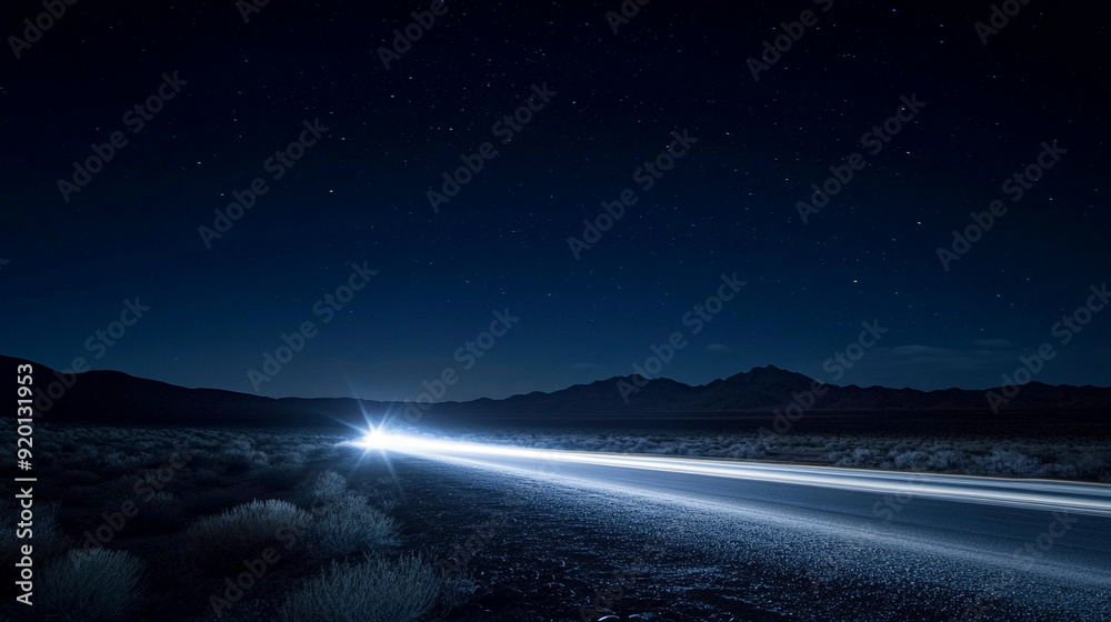 Long exposure of a deserted desert road at night Long exposure of a deserted desert road at night