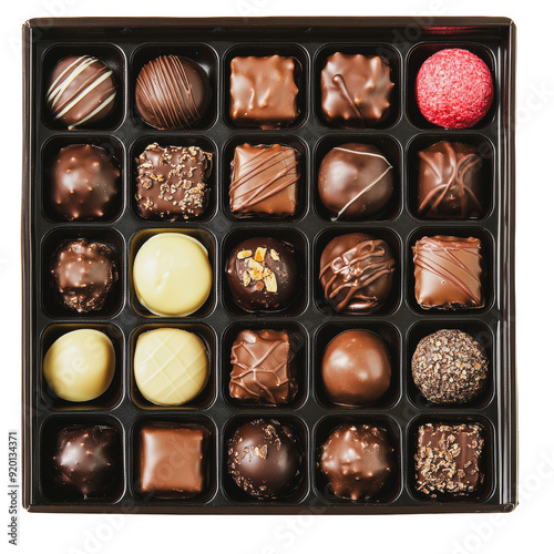 PNG Assorted chocolates in a black gift box