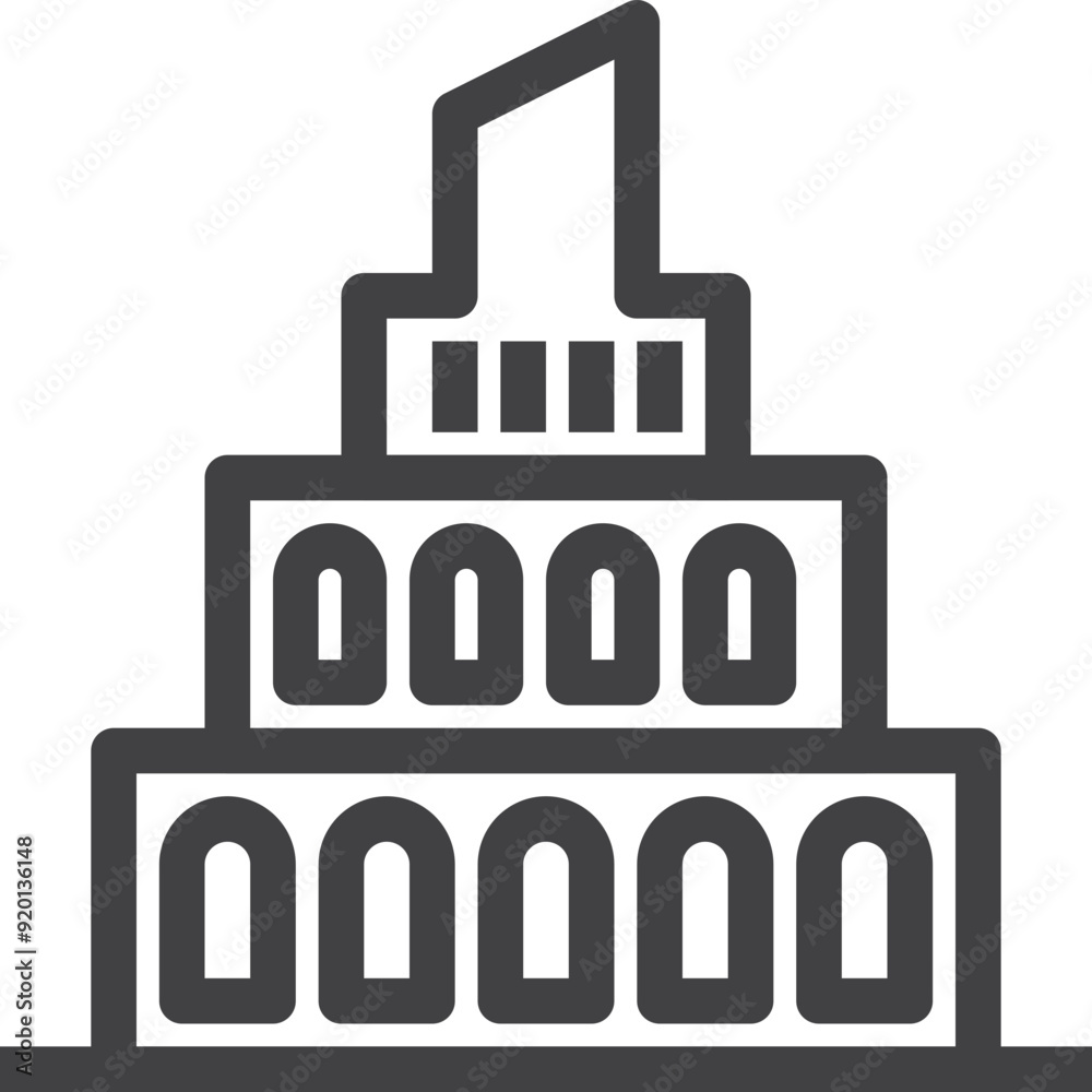 Simple vector building on the book outline icon on white background Simple vector building on the book outline icon on white background