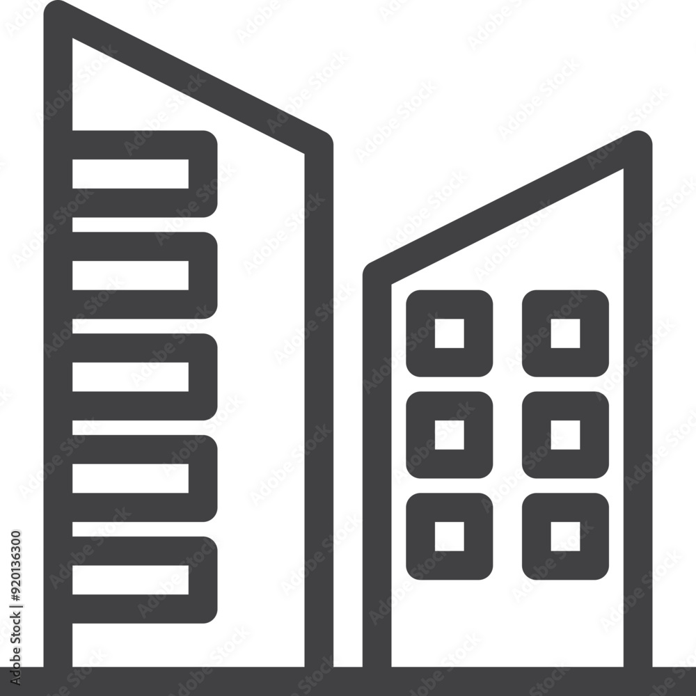 Simple vector building on the book outline icon on white background Simple vector building on the book outline icon on white background