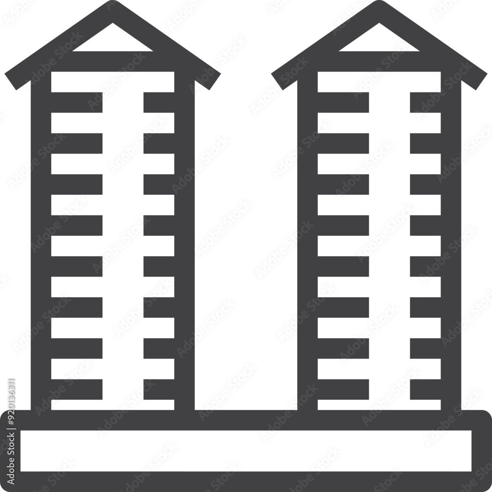 Simple vector building on the book outline icon on white background Simple vector building on the book outline icon on white background