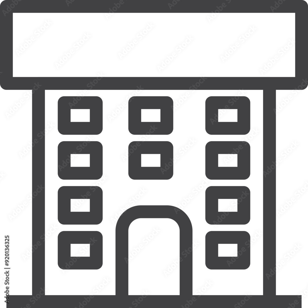 Simple vector building on the book outline icon on white background Simple vector building on the book outline icon on white background