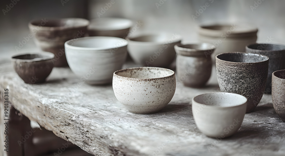 Photo of Various Handmade Ceramic Bowls and Cups Arranged Aesthetically Photo of Various Handmade Ceramic Bowls and Cups Arranged Aesthetically