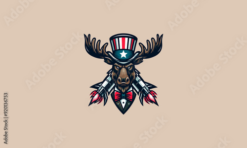 head moose wearing top hat vector illustration mascot design photo