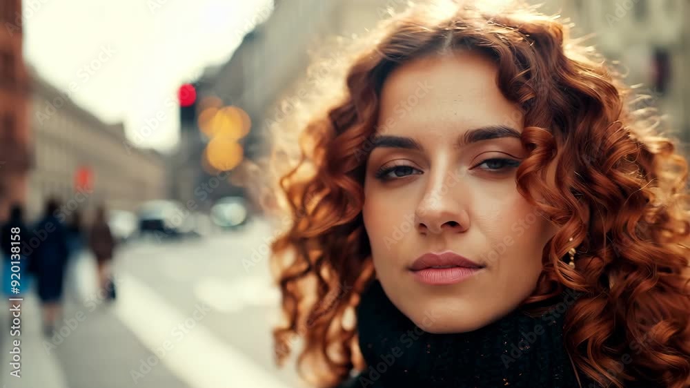 Urban Woman with Curly Hair Outdoors Urban Woman with Curly Hair Outdoors