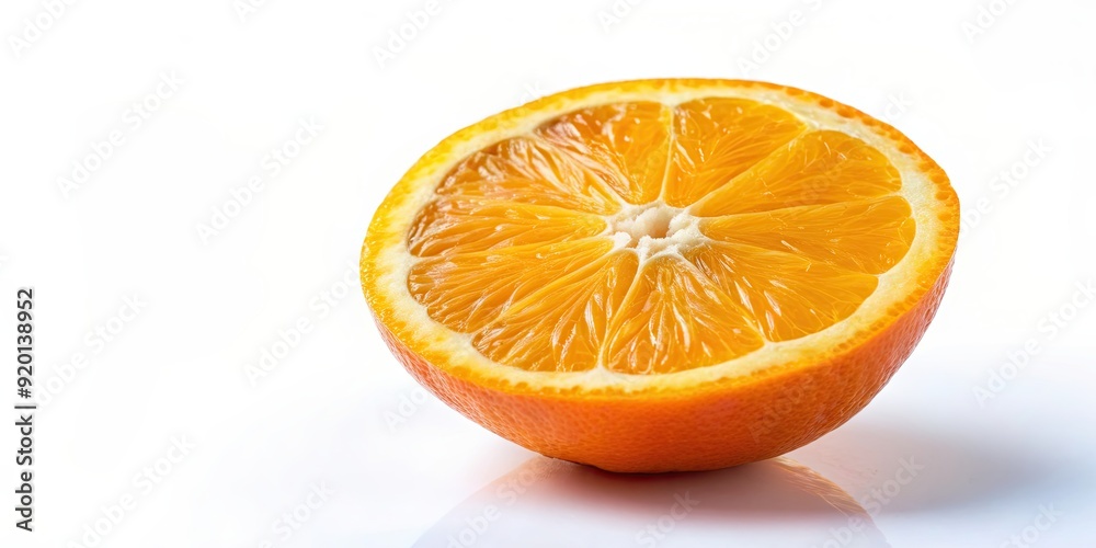 Freshly sliced orange on a white background, orange, fruit, healthy, citrus, vitamin C, juicy, refreshing, slice, cut, summer Freshly sliced orange on a white background, orange, fruit, healthy, citrus, vitamin C, juicy, refreshing, slice, cut, summer