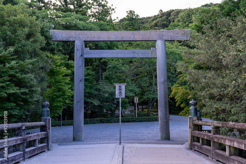 Torii gate of the Kotaijingu (Naiku), Ise shrine. photo