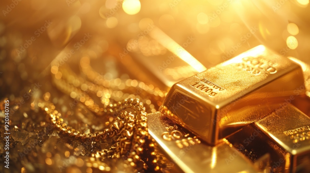 Gold Bars and Chains - Luxurious Wealth Gold Bars and Chains - Luxurious Wealth