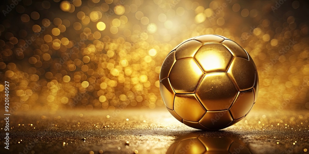 Golden soccer ball shining on a luxurious golden background, soccer, ball, gold, sports, shiny, luxury, championship