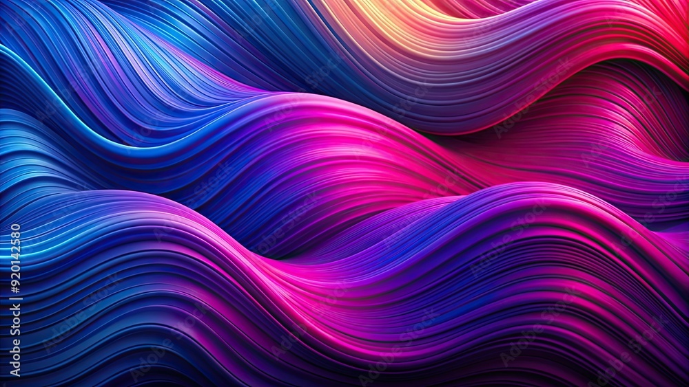 Obraz premium Dynamic gradient waves with bold strokes of cobalt and magenta colliding for a dramatic contrast, cobalt, magenta