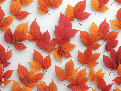 abstract Neon petals of autumn leaves white background