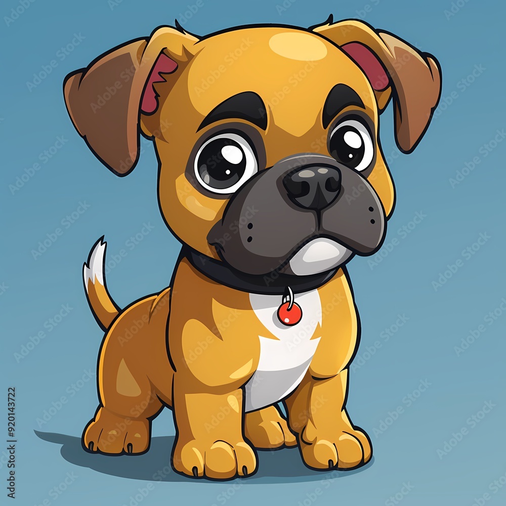 Cute cartoon puppy with big eyes, brown coat, and playful demeanor. Cute cartoon puppy with big eyes, brown coat, and playful demeanor.