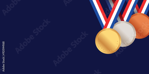 Gold, silver and bronze medals background illustration