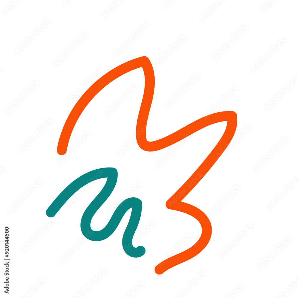 Fototapeta premium Orange blue squiggle lines decoration 