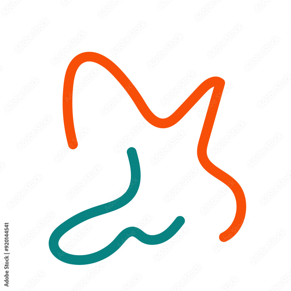 Obraz premium Orange blue squiggle lines decoration 