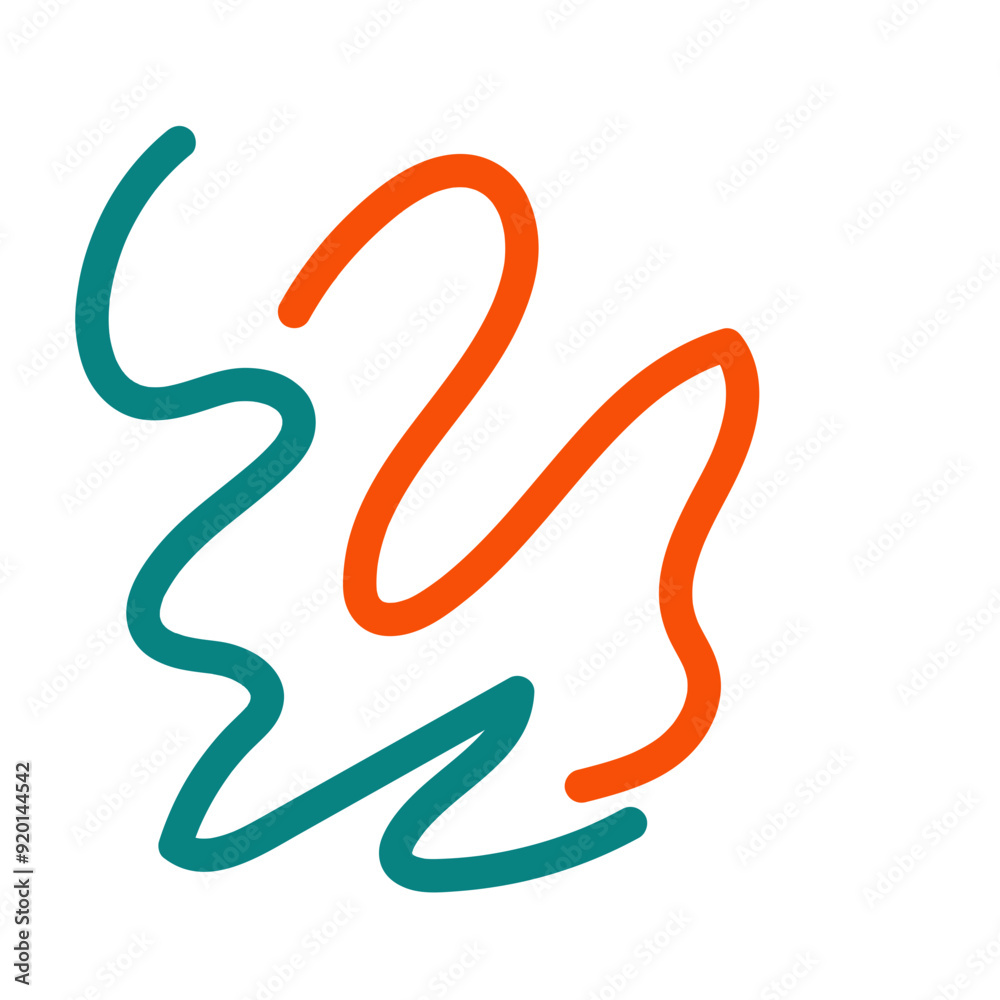 Obraz premium Orange blue squiggle lines decoration 
