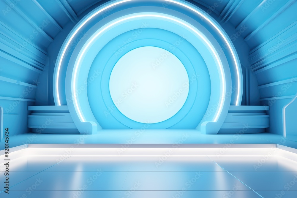 Abstract blue and white futuristic background with circular shapes. Abstract blue and white futuristic background with circular shapes.